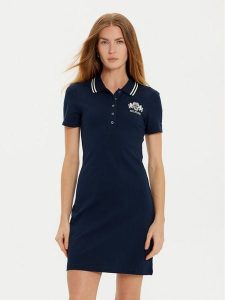 Tommy Hilfiger Sukienka codzienna Varsity WW0WW43841 Granatowy Slim Fit. Niebieskie kombinezony TOMMY HILFIGER, xl, bez wzorów, z bawełny, bez kołnierzyka, bez ramiączek. Za 379,99 zł.