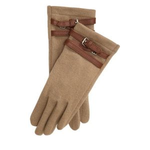 Rękawiczki Damskie LAUREN RALPH LAUREN. Brązowe rękawiczki Lauren Ralph Lauren, bez wzorów, z dzianiny. Za 594,99 zł.