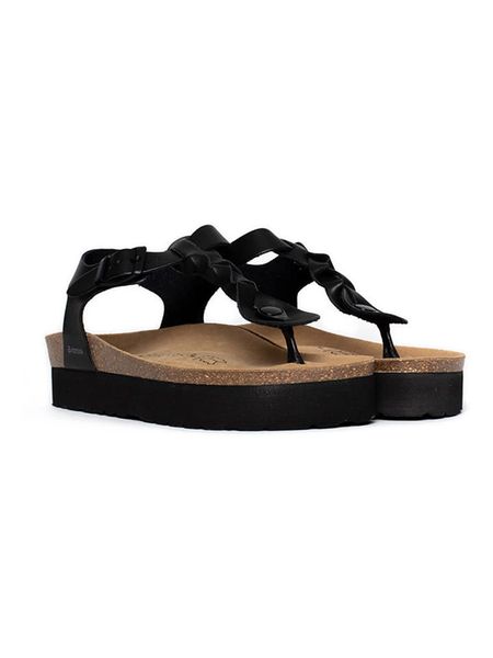 BACKSUN Japonki "Ancone" w kolorze czarnym rozmiar: 39. Czarne klapki Backsun, bez wzorów, z materiału, z otwartym noskiem, bez obcasa, na platformie. Za 209,95 zł.