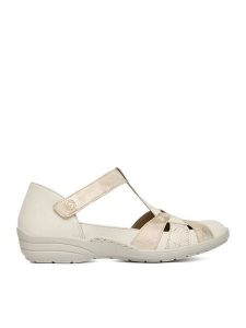 Remonte Sandały CEO-R7601-81 Écru. Sandały Remonte, bez wzorów, ze skóry, bez obcasa, na płaskiej podeszwie, bez zapięcia. Za 369,99 zł.
