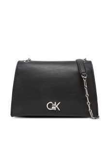Calvin Klein Torebka Re-Lock Medium Chain LV04F3104G Czarny. Czarne torebki klasyczne Calvin Klein, bez wzorów, ze skóry, bez dodatków. Za 419,99 zł.