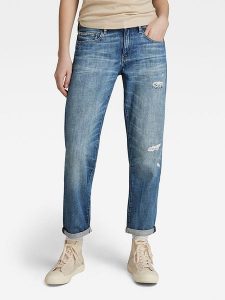 G-Star Dżinsy - Boyfriend fit - w kolorze niebieskim rozmiar: W25/L32. Niebieskie jeansy G-Star, z aplikacjami. Za 245,38 zł.