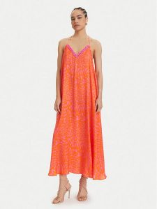 LOLA CASADEMUNT Sukienka letnia LS2616030 Pomarańczowy Regular Fit. Brązowe kombinezony LOLA CASADEMUNT, na lato, xs, bez wzorów, z wiskozy, bez kołnierzyka, bez ramiączek. Za 459,99 zł.