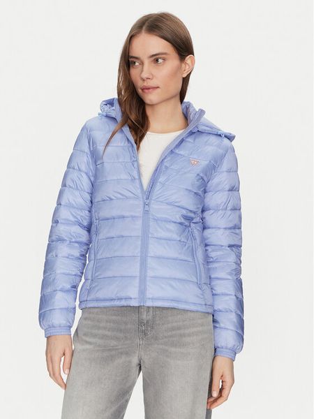 Guess Jeans Kurtka puchowa W5RL99 WHAB2 Niebieski Regular Fit. Niebieskie kurtki Guess Jeans, s, z aplikacjami, z jeansu, bez kaptura. Za 339,99 zł.