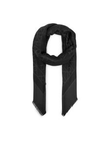 Calvin Klein Szal Emblem Aop Tonal LV04D8063G Czarny. Czarne szaliki Calvin Klein, bez wzorów, z wiskozy. Za 259,99 zł.