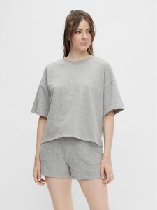 Pieces T-Shirt Chilli Summer 17118870 Szary Loose Fit. Szare t-shirty Pieces, xs, bez wzorów, z bawełny, bez kołnierzyka, bez ramiączek. Za 49,99 zł.