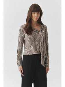 TATUUM Bluzka w kolorze czarno-czerwono-kremowym rozmiar: 40. Brązowe bluzki Tatuum, bez wzorów, z wiskozy, bez kołnierzyka, bez ramiączek. Za 118,28 zł.