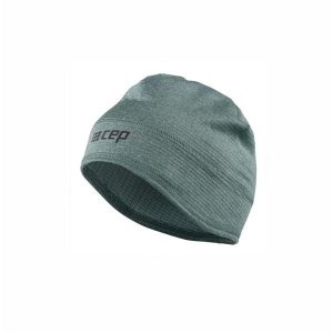 Czapka zimowa unisex odblaskowa termoaktywna z otworem na kucyk do biegania CEP. Zielone czapki CEP, bez wzorów, z elastanu, sportowe. Za 79,00 zł.