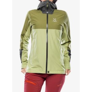 Kurtka przeciwdeszczowa damska Haglofs Finch Proof Jacket. Zielone kurtki Haglöfs, bez wzorów, bez kaptura. Za 518,99 zł.