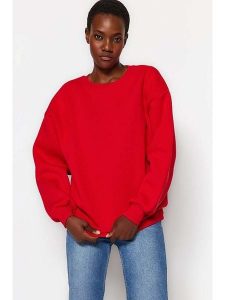 Trendyol Bluza w kolorze czerwonym rozmiar: L. Czerwone bluzy Trendyol, l, bez wzorów, z bawełny, bez kaptura. Za 83,42 zł.