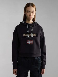 Napapijri Bluza "Burgee" w kolorze czarnym rozmiar: XS. Czarne bluzy Napapijri, xs, bez wzorów, z bawełny, z kapturem. Za 105,38 zł.
