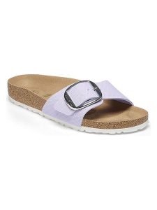 Birkenstock Klapki "Madrid" w kolorze fioletowym rozmiar: 36. Różowe klapki Birkenstock, bez wzorów, z otwartym noskiem, bez obcasa. Za 418,95 zł.