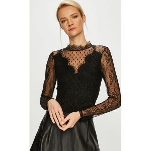 Morgan - Bluzka. Czarne bluzki marki Morgan, z elastanu, casualowe, ze stójką. W wyprzedaży za 159,90 zł.
