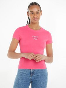 TOMMY JEANS Koszulka w kolorze różowym rozmiar: L. Różowe bluzki Tommy Jeans, l, bez wzorów, z bawełny, bez kołnierzyka, bez ramiączek. Za 65,85 zł.