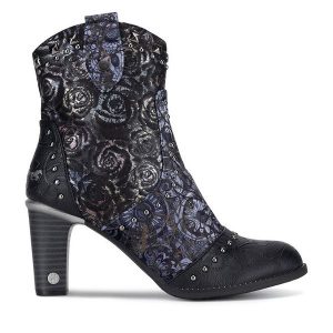 Botki Mustang. Czarne botki Mustang, bez wzorów, bez obcasa, na słupku, bez zapięcia. Za 258,99 zł.