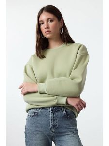 Trendyol Bluza w kolorze zielonym rozmiar: M. Zielone bluzy Trendyol, m, bez wzorów, z bawełny, bez kaptura. Za 65,85 zł.