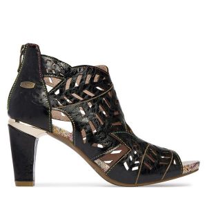 Sandały Laura Vita. Czarne sandały LAURA VITA, bez wzorów, bez obcasa, na słupku, bez zapięcia. Za 529,99 zł.