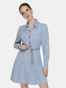 JDY Sukienka jeansowa Kamma 15338892 Błękitny Standard Fit. Niebieskie kombinezony JDY, s, bez wzorów, z bawełny, bez kołnierzyka, bez ramiączek. Za 129,99 zł.