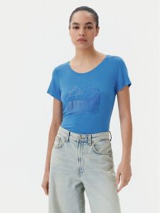 Liu Jo Beachwear T-Shirt VA5157 JS360 Niebieski Regular Fit. Niebieskie t-shirty Liu Jo Beachwear, m, bez wzorów, z wiskozy, bez kołnierzyka, bez ramiączek. Za 189,99 zł.