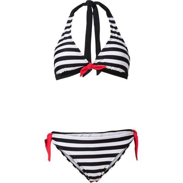 Bikini z ramiączkami wiązanymi na szyi (2 części). Czarne bikini bonprix, bez wzorów. Za 79,99 zł.