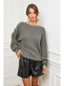 Joséfine Sweter "Burny" w kolorze khaki rozmiar: M. Brązowe swetry oversize Joséfine, m, bez wzorów, z kaszmiru, bez ramiączek. Za 211,66 zł.