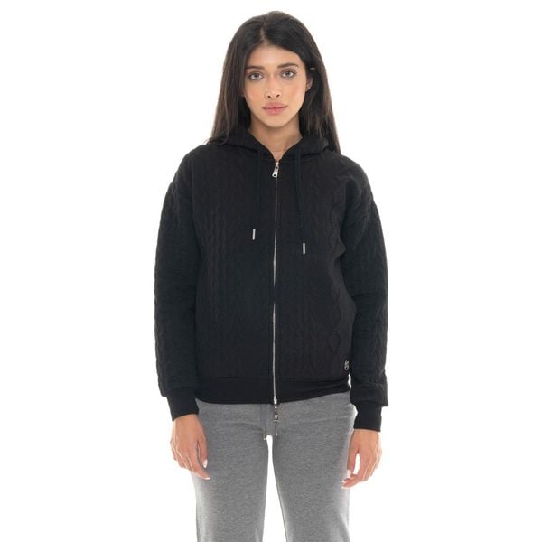 Leone 1947 Braid Damen, Bluza z geflochtenem Stoff, Kapuze, Reißverschluss. Czarne bluzy LEONE 1947 APPAREL, bez wzorów, z bawełny, bez kaptura. W wyprzedaży za 191,56 zł.