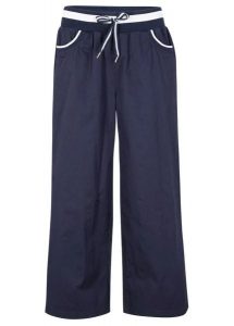 Spodnie bawełniane culotte z materiału typu papertouch z mieszanki bawełny. Niebieskie spodnie dresowe bonprix, bez wzorów, z bawełny. Za 112,99 zł.