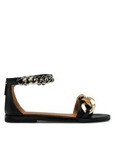 Badura Sandały 22SS19 Czarny. Czarne sandały Badura, bez wzorów, ze skóry, bez obcasa, na płaskiej podeszwie, bez zapięcia. Za 299,99 zł.