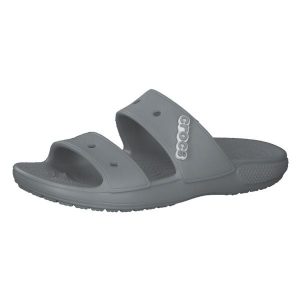 Klapki Dla Dorosłych Crocs Classic Sandal. Szare klapki Crocs, bez wzorów, z materiału, bez obcasa. Za 118,99 zł.