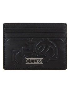 Guess Skórzane etui "Boston" w kolorze czarnym na karty rozmiar: onesize. Czarne portfele Guess, z aplikacjami, z materiału. Za 130,99 zł.