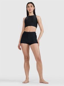 4F Szorty kąpielowe damskie - czarne M. Czarne bikini 4f, bez wzorów, z elastanu. W wyprzedaży za 59,99 zł.