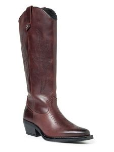 Steve Madden Skórzane kowbojki "Wessel" w kolorze czerwonym rozmiar: 37. Czerwone buty zimowe Steve Madden, na zimę, bez wzorów, bez obcasa, bez zapięcia. Za 354,95 zł.