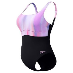 Damski kostium kąpielowy 1-częściowy Speedo Eco New Contour Eclipse Pr. Fioletowe stroje jednoczęściowe Speedo, bez wzorów. W wyprzedaży za 293,50 zł.