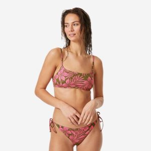 Góra kostiumu kąpielowego damska Roxy. Czerwone bikini Roxy, bez wzorów, z materiału. Za 129,99 zł.