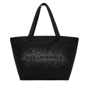 Torebka KARL LAGERFELD. Czarne shopper bag KARL LAGERFELD, bez wzorów, bez dodatków. Za 389,99 zł.