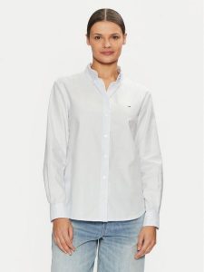 Tommy Jeans Koszula DW0DW19890 Błękitny Regular Fit. Niebieskie koszule Tommy Jeans, s, bez wzorów, z bawełny, bez kołnierzyka, bez ramiączek. Za 219,99 zł.