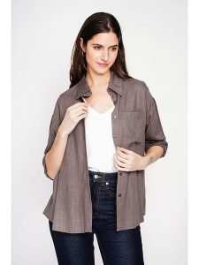 Le Jardin du Lin Lniana koszula w kolorze brązowym rozmiar: 34. Brązowe koszule Le jardin du lin, bez wzorów, ze lnu, bez kołnierzyka, bez ramiączek. Za 108,99 zł.