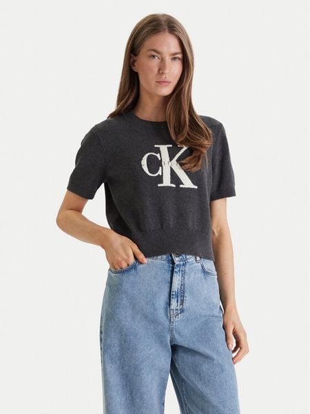 Calvin Klein Jeans Sweter Chunky LV044E306G Szary Regular Fit. Szare swetry klasyczne Calvin Klein Jeans, xs, z bawełny, bez kołnierzyka. Za 369,99 zł.