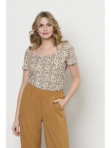 &Co Woman Koszulka "Varia" w kolorze białym rozmiar: XXL. Brązowe bluzki &Co Woman, xxl, bez wzorów, bez kołnierzyka, bez ramiączek. Za 122,38 zł.