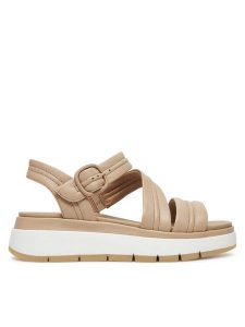 Clarks Sandały Tuscan Strap 26181475 Beżowy. Brązowe sandały Clarks, bez wzorów, ze skóry, bez obcasa, na koturnie, bez zapięcia. Za 289,99 zł.