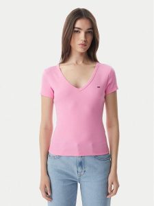 Tommy Jeans T-Shirt Essential DW0DW17385 Różowy jasny Slim Fit. Czerwone t-shirty Tommy Jeans, s, bez wzorów, z bawełny, bez kołnierzyka, bez ramiączek. Za 149,99 zł.