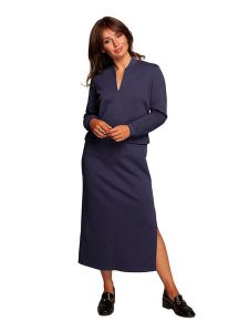 Be Wear Sukienka w kolorze granatowym rozmiar: XL. Niebieskie sukienki Be Wear, na co dzień, xl, bez wzorów, bez kołnierzyka, bez ramiączek, maxi, proste. Za 162,49 zł.