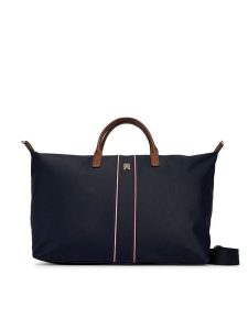 Tommy Hilfiger Torebka Popette Weekender Corp AW0AW18529 Niebieski. Niebieskie shopper bag TOMMY HILFIGER, bez wzorów, z materiału, bez dodatków. Za 649,99 zł.