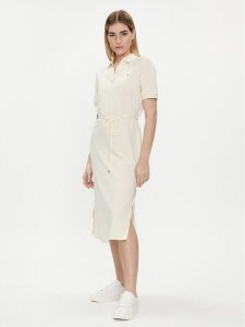 Tommy Hilfiger Sukienka codzienna WW0WW41278 Écru Regular Fit. Kombinezony TOMMY HILFIGER, na co dzień, xxs, bez wzorów, z bawełny, bez kołnierzyka, bez ramiączek, proste. Za 519,99 zł.