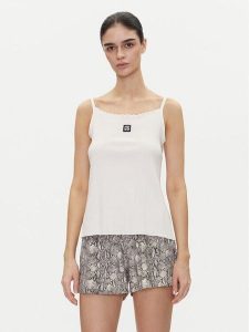 HUGO Top Rib_Vest 50540056 Écru Regular Fit. Topy Hugo, m, bez wzorów, z bawełny, bez kołnierzyka, bez ramiączek. Za 129,99 zł.