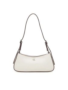 Calvin Klein Torebka Ck Small Shoulder Bag LV04F3170G Biały. Białe torebki klasyczne Calvin Klein, bez wzorów, ze skóry, bez dodatków. Za 269,99 zł.
