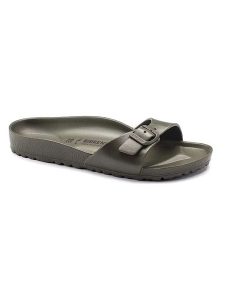 Birkenstock Klapki "Madrid" w kolorze khaki rozmiar: 39. Brązowe klapki Birkenstock, bez wzorów, z otwartym noskiem, bez obcasa. Za 150,95 zł.