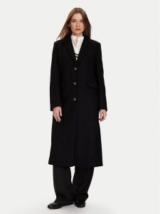 Tommy Hilfiger Płaszcz wełniany Classic WW0WW47445 Czarny Regular Fit. Czarne płaszcze TOMMY HILFIGER, na zimę, bez wzorów, z wełny, bez kaptura. Za 999,99 zł.