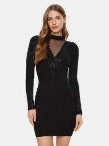 Guess Sukienka codzienna W5RK14 Z2Y50 Czarny Regular Fit. Czarne kombinezony Guess, xl, z aplikacjami, z syntetyku, bez kołnierzyka, bez ramiączek. Za 449,99 zł.
