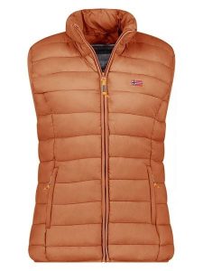 Geographical Norway Kamizelka pikowana "Vatikolor" w kolorze jasnobrązowym rozmiar: XL. Brązowe kamizelki Geographical Norway, xl, bez wzorów, bez kołnierzyka, bez ramiączek, bez kaptura. Za 109,00 zł.